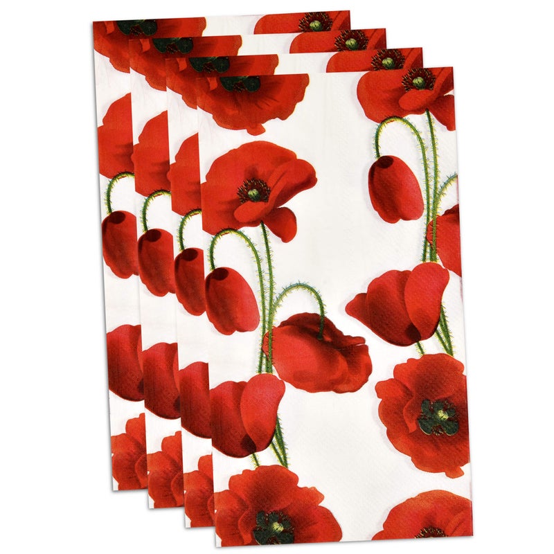 Gift Boutique 100 Poppy Floral Guest Napkins 3 Ply Decorative Hand Napkin Red Poppies Flowers Disposable Paper Towels for Toilet Powder Room Wedding - Image 3